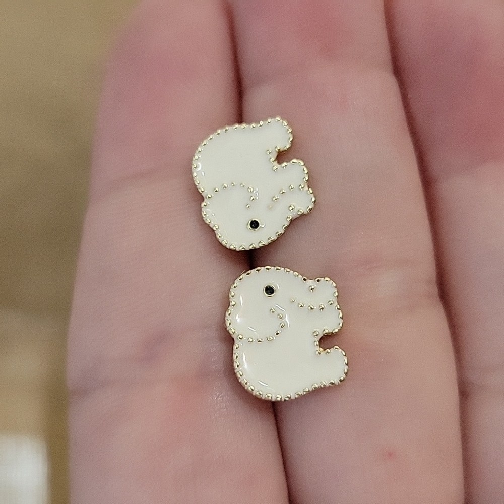 Baby Elephant Post Earrings, 18k gold trim - Picture 6 of 6
